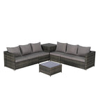 6-Piece Wicker Sectional Sofa Set with Corner & Glass Table