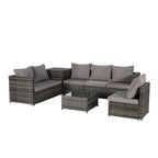 6-Piece Wicker Sectional Sofa Set with Corner & Glass Table