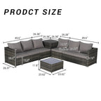 6-Piece Wicker Sectional Sofa Set with Corner & Glass Table