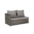 6-Piece Wicker Sectional Sofa Set with Corner & Glass Table