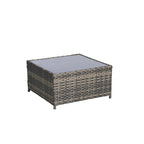 6-Piece Wicker Sectional Sofa Set with Corner & Glass Table