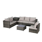 6-Piece Wicker Sectional Sofa Set with Corner & Glass Table