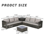 6-Piece Wicker Sectional Sofa Set with Corner & Glass Table