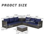 6-Piece Wicker Sectional Sofa Set with Corner & Glass Table