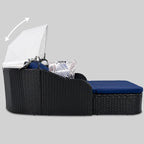 79.9 PE Rattan Daybed Sunbed with Adjustable Canopy