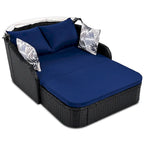 79.9 PE Rattan Daybed Sunbed with Adjustable Canopy