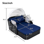 79.9 PE Rattan Daybed Sunbed with Adjustable Canopy