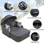 79.9 PE Rattan Daybed Sunbed with Adjustable Canopy