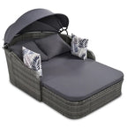 79.9 PE Rattan Daybed Sunbed with Adjustable Canopy