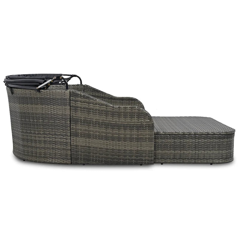 79.9 PE Rattan Daybed Sunbed with Adjustable Canopy