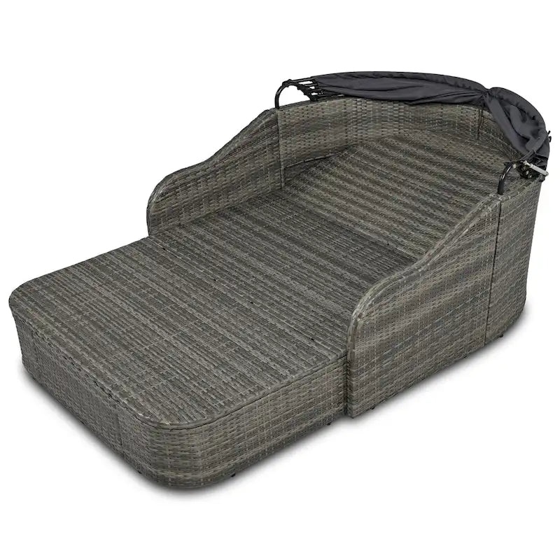79.9 PE Rattan Daybed Sunbed with Adjustable Canopy