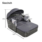79.9 PE Rattan Daybed Sunbed with Adjustable Canopy