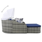79.9 PE Rattan Daybed Sunbed with Adjustable Canopy