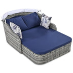79.9 PE Rattan Daybed Sunbed with Adjustable Canopy