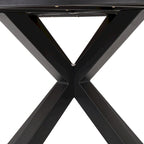 Outdoor Dining Table, Teak Acacia Wood Tabletop and Black Metal Leg