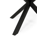 Outdoor Dining Table, Teak Acacia Wood Tabletop and Black Metal Leg