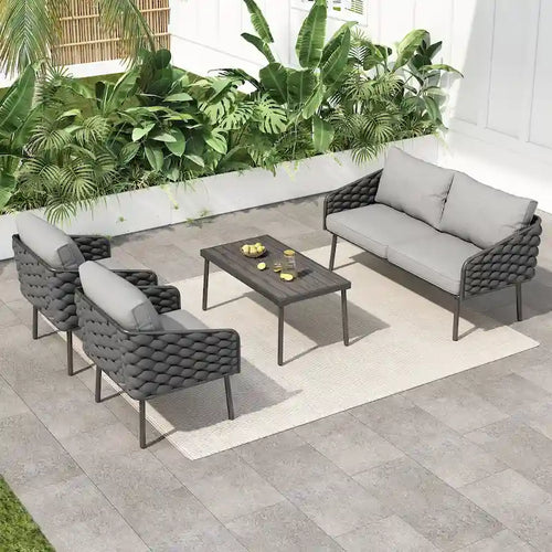 4-Pieces Outdoor Metal Patio Furniture Set