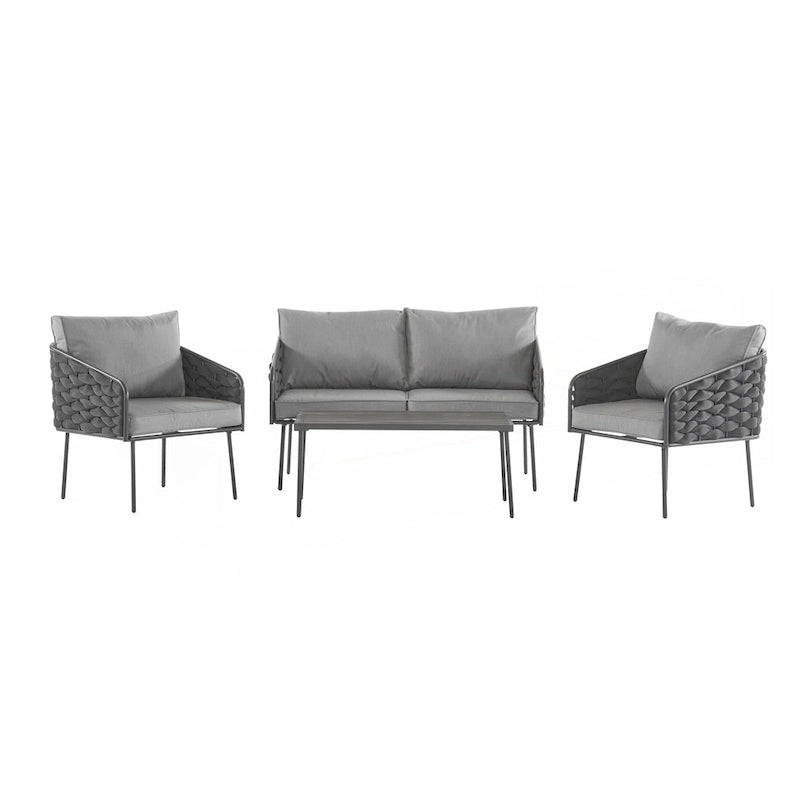 4-Pieces Outdoor Metal Patio Furniture Set