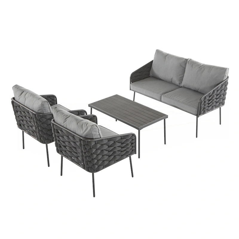 4-Pieces Outdoor Metal Patio Furniture Set