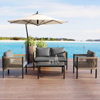 Roomfitters Modern Outdoor Sofa Set with Table, Multi-Person Patio Furniture Set for Garden, Backyard, Balconies