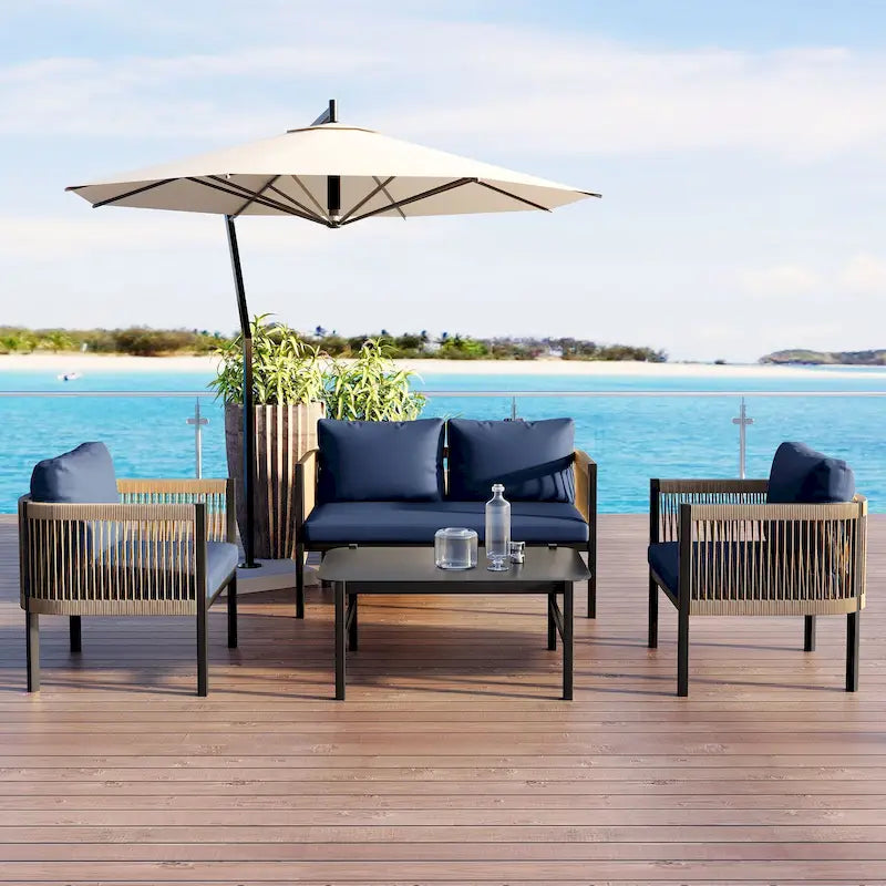 Roomfitters Modern Outdoor Sofa Set with Table, Multi-Person Patio Furniture Set for Garden, Backyard, Balconies