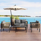 Roomfitters Modern Outdoor Sofa Set with Table, Multi-Person Patio Furniture Set for Garden, Backyard, Balconies