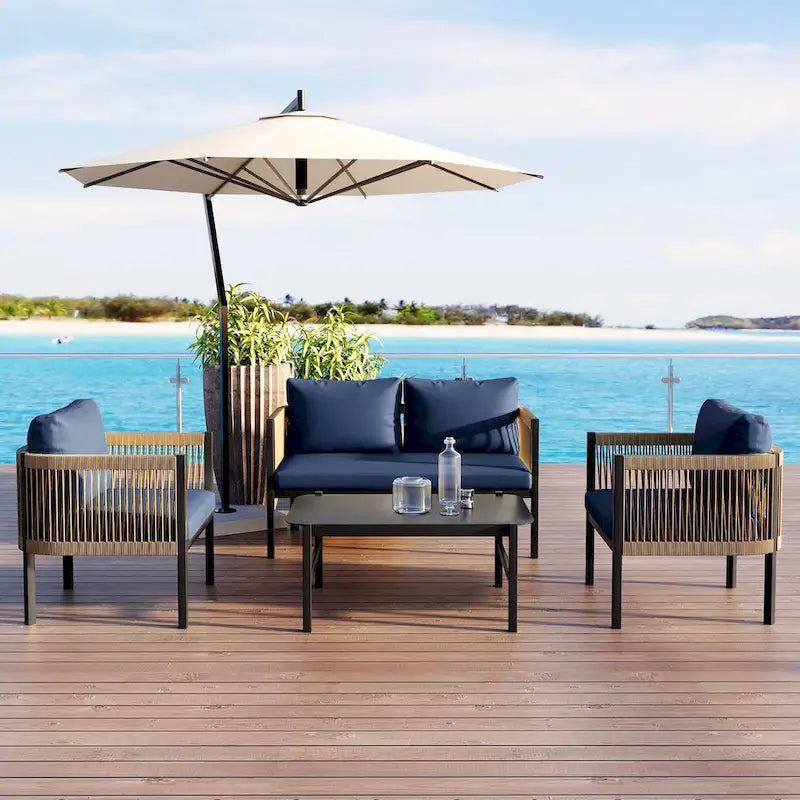 Roomfitters Modern Outdoor Sofa Set with Table, Multi-Person Patio Furniture Set for Garden, Backyard, Balconies