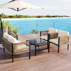 Roomfitters Modern Outdoor Sofa Set with Table, Multi-Person Patio Furniture Set for Garden, Backyard, Balconies