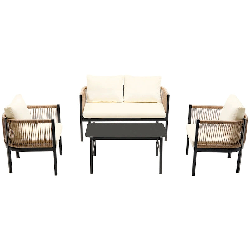 Roomfitters Modern Outdoor Sofa Set with Table, Multi-Person Patio Furniture Set for Garden, Backyard, Balconies