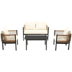 Roomfitters Modern Outdoor Sofa Set with Table, Multi-Person Patio Furniture Set for Garden, Backyard, Balconies