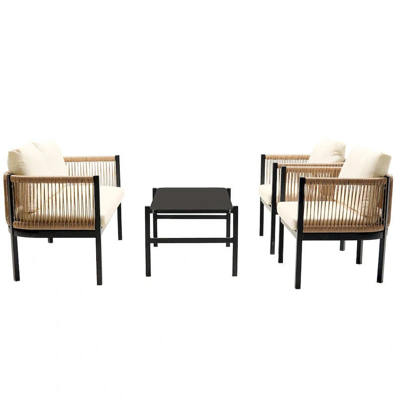 Roomfitters Modern Outdoor Sofa Set with Table, Multi-Person Patio Furniture Set for Garden, Backyard, Balconies