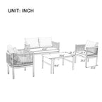 Roomfitters Modern Outdoor Sofa Set with Table, Multi-Person Patio Furniture Set for Garden, Backyard, Balconies