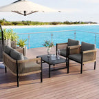 Roomfitters Modern Outdoor Sofa Set with Table, Multi-Person Patio Furniture Set for Garden, Backyard, Balconies
