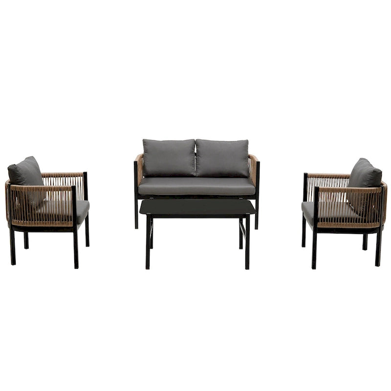 Roomfitters Modern Outdoor Sofa Set with Table, Multi-Person Patio Furniture Set for Garden, Backyard, Balconies