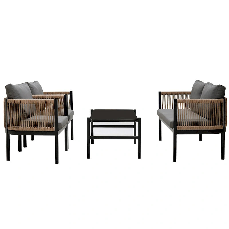 Roomfitters Modern Outdoor Sofa Set with Table, Multi-Person Patio Furniture Set for Garden, Backyard, Balconies