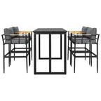 Roomfitters Iron Outdoor Dining Set with Acacia Wood Armrests for Patio, Balcony, Backyard