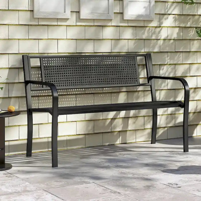 Costway 50 Garden Bench with Patterned Backrest and Curved Armrests - See Details
