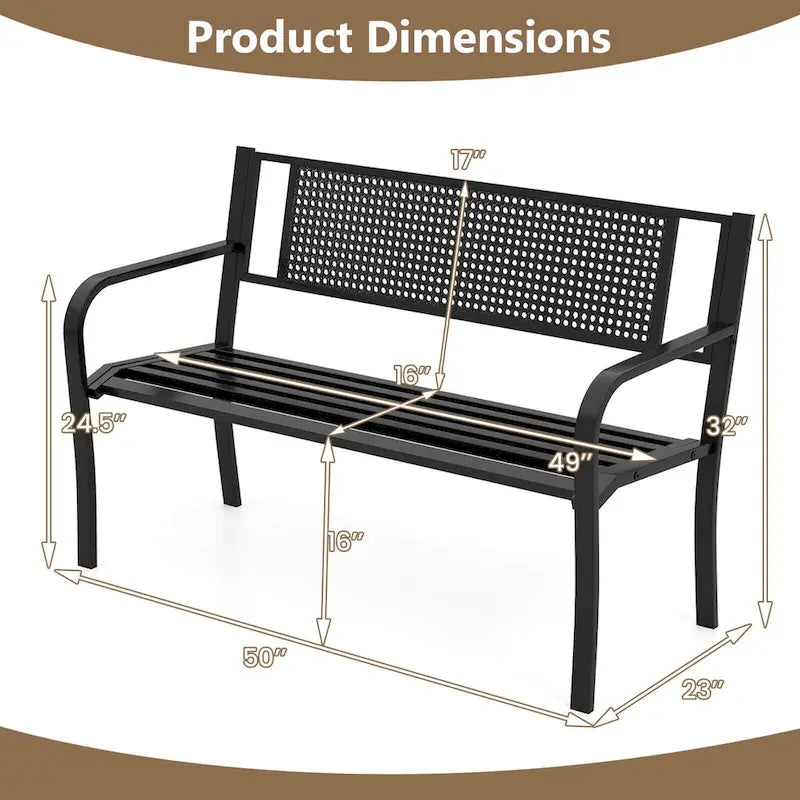 Costway 50 Garden Bench with Patterned Backrest and Curved Armrests - See Details