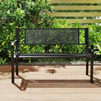 Costway 50 Garden Bench with Patterned Backrest and Curved Armrests - See Details