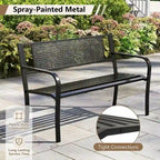 Costway 50 Garden Bench with Patterned Backrest and Curved Armrests - See Details