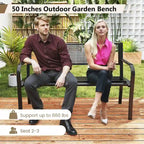 Costway 50 Garden Bench with Patterned Backrest and Curved Armrests - See Details