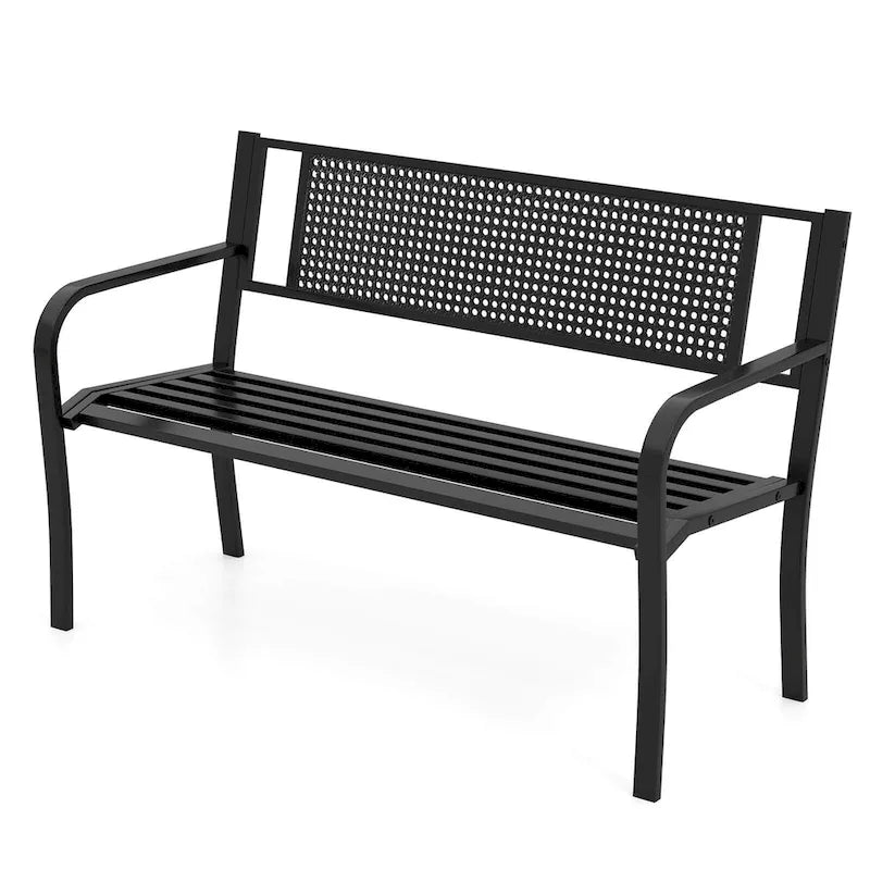 Costway 50 Garden Bench with Patterned Backrest and Curved Armrests - See Details