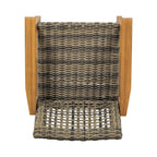 2pc Hampton Dining Chair Set Natural Stained Acacia Wood and PE Rattan Outdoor Patio Furniture 33in