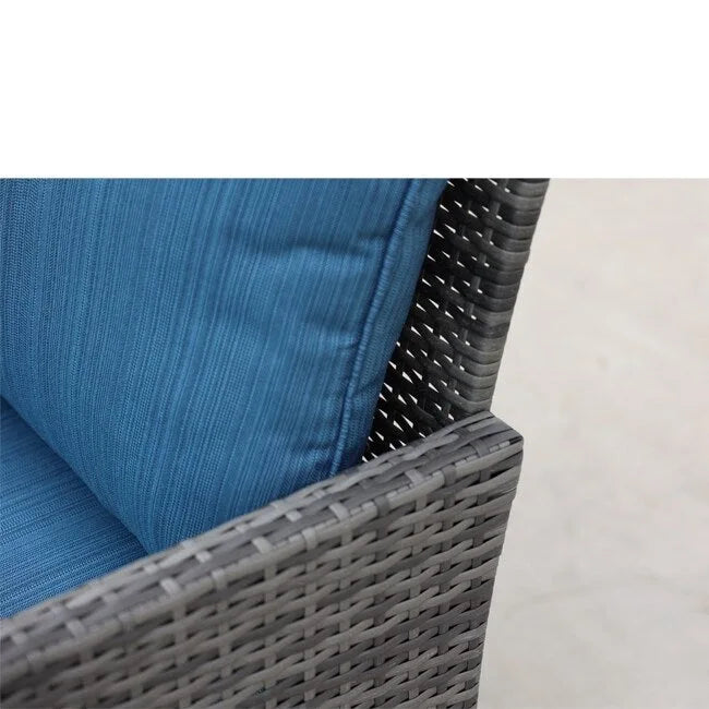 5-Piece Wicker Patio Set  Includes All-Weather Chairs With Ottomans & Coffee Table, Perfect For Poolside, Garden .