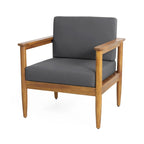 Gavin Club Chair Dark Grey Acacia Wood and Fabric Water-Resistant Outdoor Patio 29in Wide