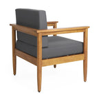 Gavin Club Chair Dark Grey Acacia Wood and Fabric Water-Resistant Outdoor Patio 29in Wide