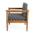 Gavin Club Chair Dark Grey Acacia Wood and Fabric Water-Resistant Outdoor Patio 29in Wide