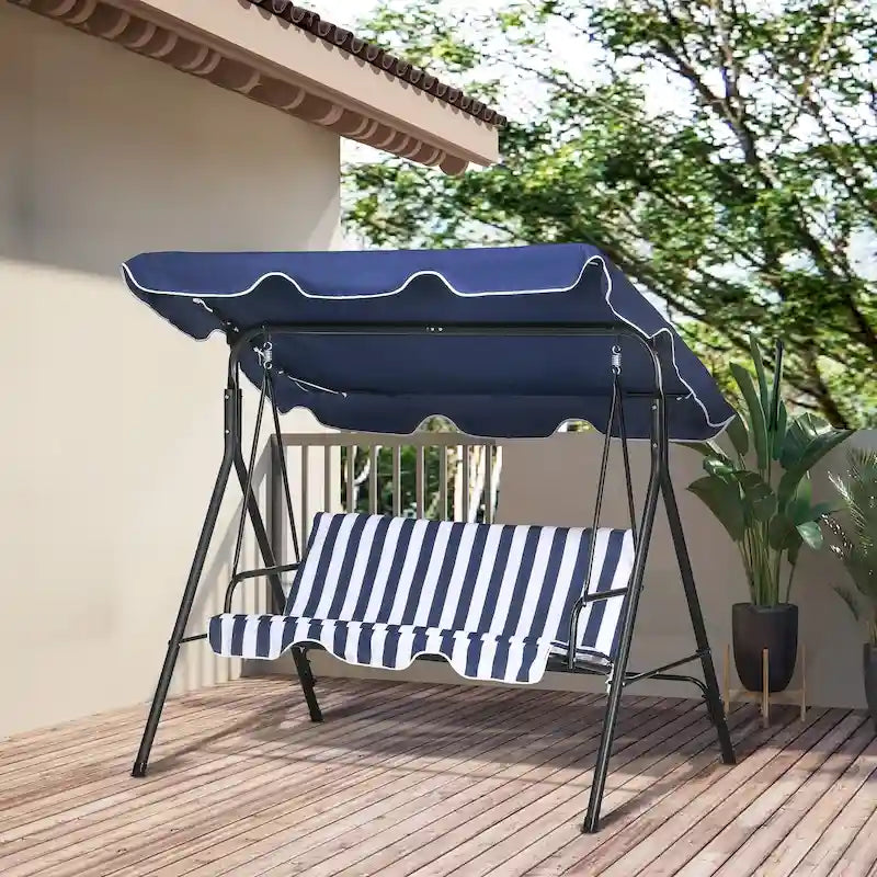3-Seat Outdoor Patio Swing Chair with Removable Cushion
