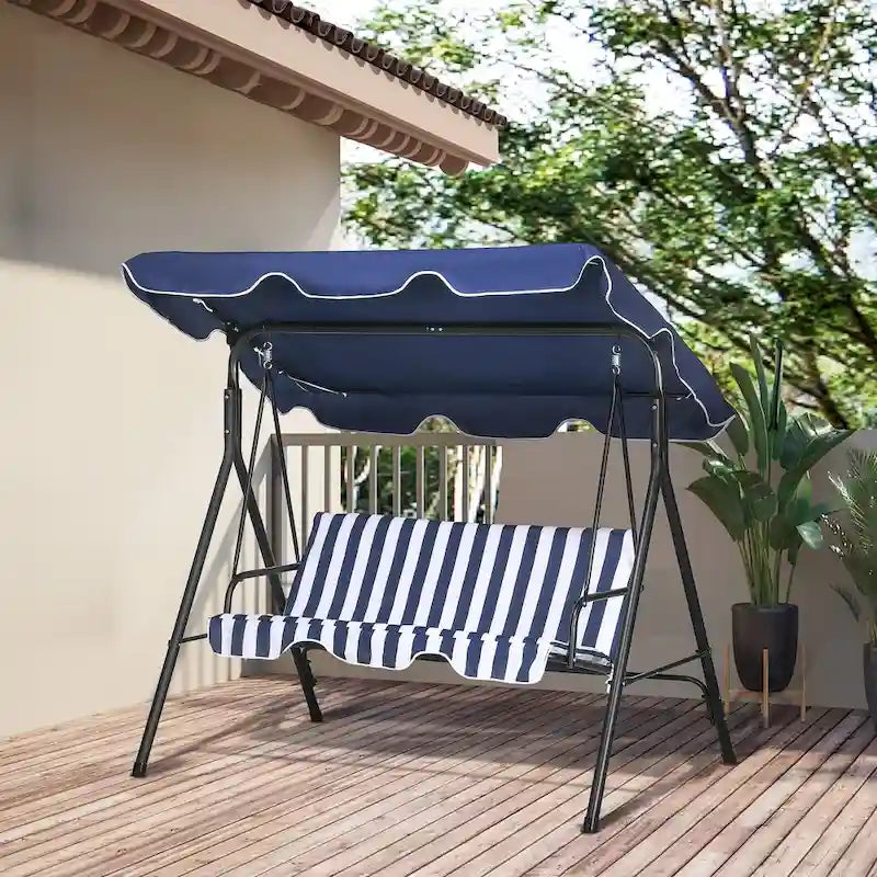 3-Seat Outdoor Patio Swing Chair with Removable Cushion