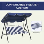 3-Seat Outdoor Patio Swing Chair with Removable Cushion